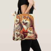 Vintages Akita Dog-Gemälde Tasche (Von Nahem)