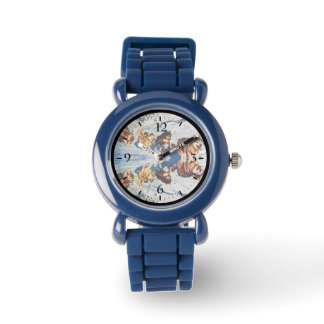 Vintages Alaska eskimo Malamute Schlittenrennen Armbanduhr