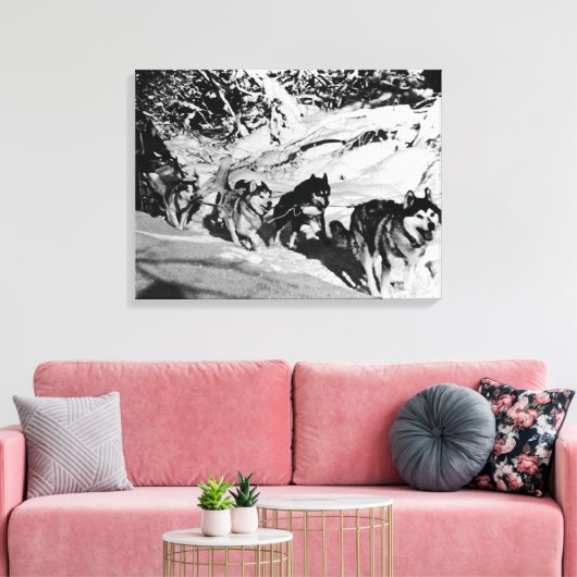 Vintages Alaska eskimo Malamute Schlittenrennen Leinwanddruck (Insitu (Wohnzimmer))