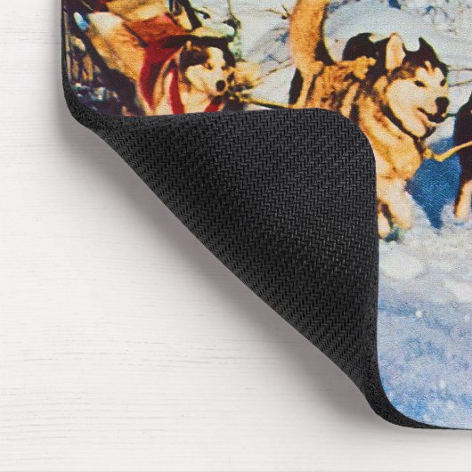 Vintages Alaska eskimo Malamute Schlittenrennen Mousepad (Ecke)