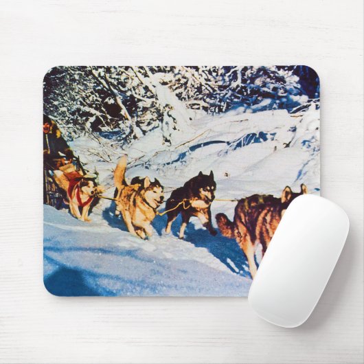 Vintages Alaska eskimo Malamute Schlittenrennen Mousepad (Mit Mouse)