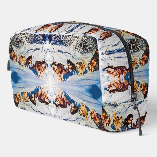 Vintages Alaska eskimo Malamute Schlittenrennen Waschbeutel (Rechte Ecke)