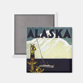 Vintages Alaska-Poster Magnet (Vorderseite/Rückseite)