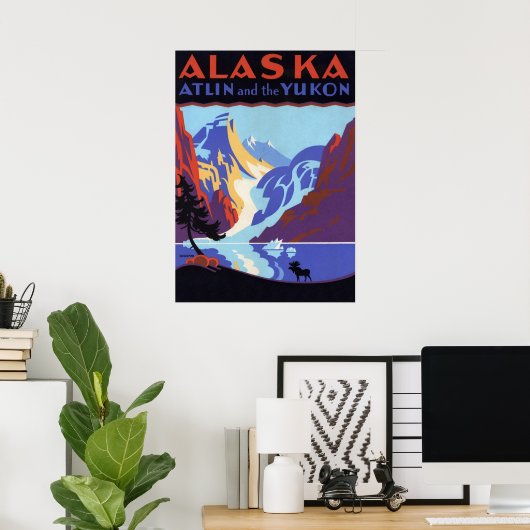 Vintages Alaska-Reiseplakat, Atlin und Yukon Poster (Heimbüro)