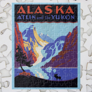 Vintages Alaska-Reiseplakat, Atlin und Yukon Puzzle