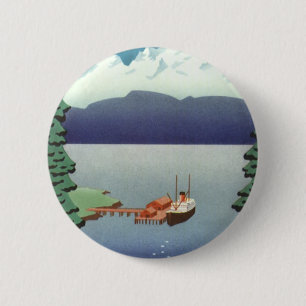 Vintages Alaska Reiseplaner Kunst, Landschaftliche Button