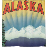 Vintages Alaska Reiseplaner Kunst, Landschaftliche Duschvorhang (Vorderseite)