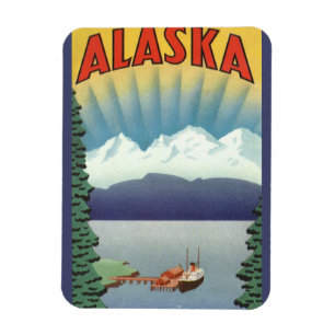 Vintages Alaska Reiseplaner Kunst, Landschaftliche Magnet