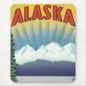 Vintages Alaska Reiseplaner Kunst, Landschaftliche Mousepad (Vorne)