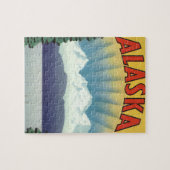 Vintages Alaska Reiseplaner Kunst, Landschaftliche Puzzle (Horizontal)