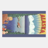 Vintages Alaska Reiseplaner Kunst, Landschaftliche Rechteckiger Aufkleber (Vorderseite)