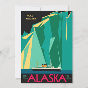 Vintages Alaska Reiseplaner Kunst, Taku Gletscher