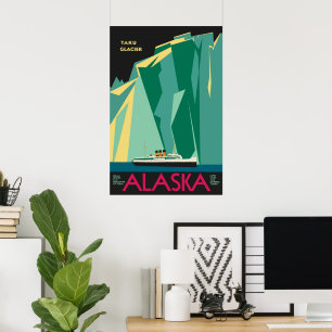 Vintages Alaska Reiseplaner Kunst, Taku Gletscher Poster