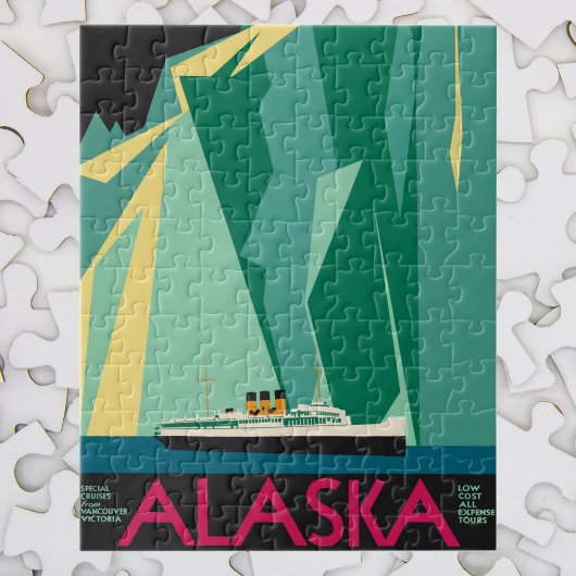 Vintages Alaska Reiseplaner Kunst, Taku Gletscher Puzzle