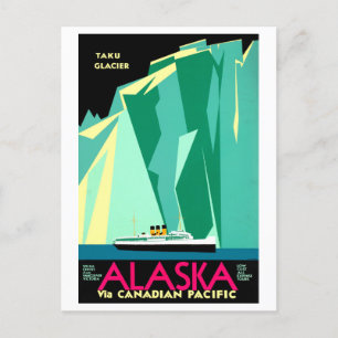 Vintages Alaska und Taku Glacier Travel Poster Postkarte