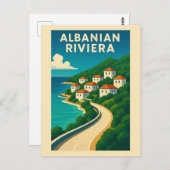 Vintages Albanien - Riviera Postkarte (Vorne/Hinten)
