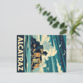 Vintages Alcatraz Island Gefangenes Leuchtturm Postkarte (Stehend Vorderseite)