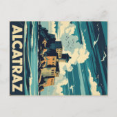 Vintages Alcatraz Island Gefangenes Leuchtturm Postkarte (Vorderseite)