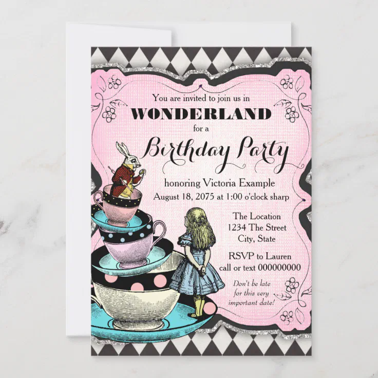24 Personalisierte Alice Im Wunderland Teeparty-Einladungskarten Mit Umschlägen – Vintage-Design Für Babyshower, Hochzeit & Geburtstag