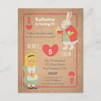 Vintages Alice im Wunderland-Geburtstags-Party Einladung