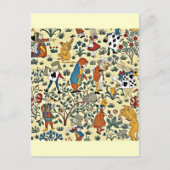 Vintages Alice- und Friends-Stoffmuster Postkarte (Vorderseite)