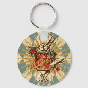 Vintages Alice-Weiß-Kaninchen Schlüsselanhänger