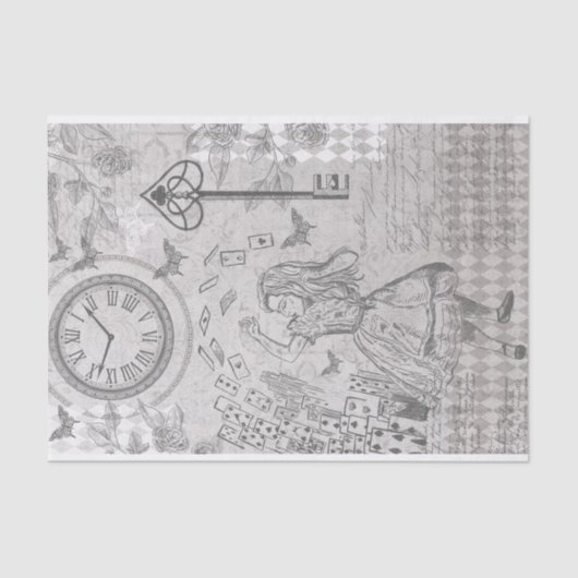 Vintages Alice Wonderland Kartenspielen Seidenpapier (Vorderseite)