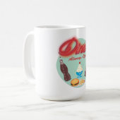 Vintages All American Diner Kaffeetasse (Vorderseite Links)