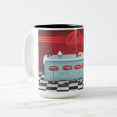 Vintages All American Diner Zweifarbige Tasse (Vorderseite Links)