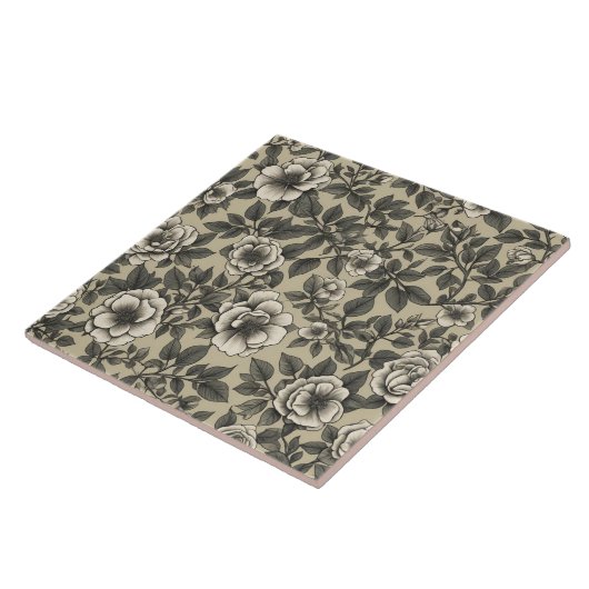 Vintages Alpenrose-Muster Fliese (Seite)