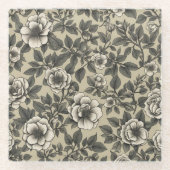 Vintages Alpenrose-Muster Glasuntersetzer (Vorderseite)