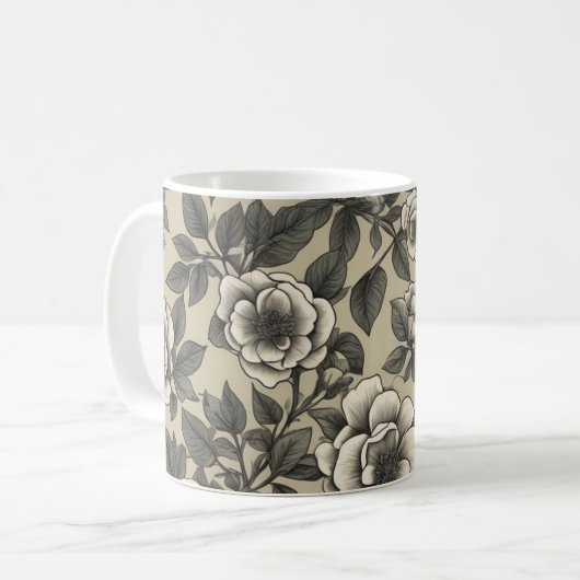 Vintages Alpenrose-Muster Kaffeetasse (Vorderseite Links)