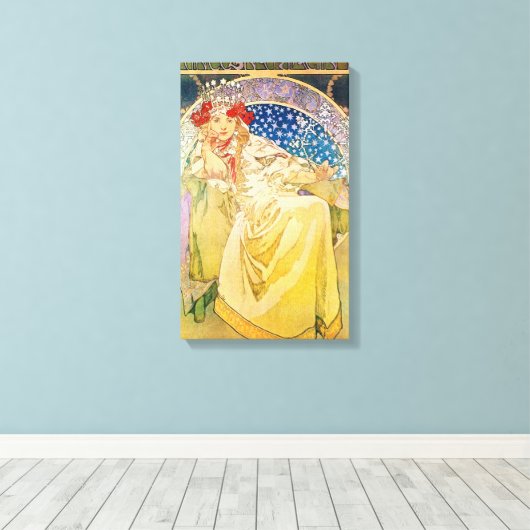 Vintages Alphonse Mucha Artwork Leinwanddruck (Insitu (Holzboden))