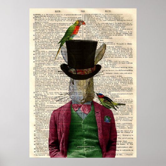 Vintages Alt-Rabbit-Buchseiten-Poster Poster (Vorne)