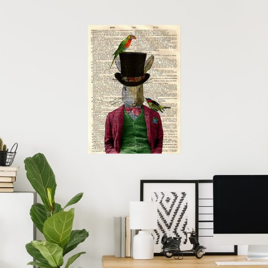Vintages Alt-Rabbit-Buchseiten-Poster Poster (Heimbüro)