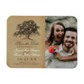 Vintages Alte Eiche Foto Hochzeit speichern das Da Magnet (Horizontal)