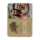 Vintages Alte Eiche Foto Hochzeit speichern das Da Magnet (Vertikal)