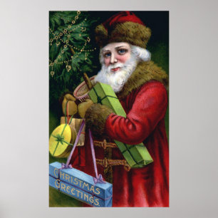 Vintages alte Weltweihnachtsmann-Weihnachtsplakat Poster