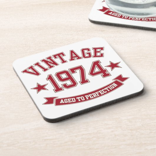 Vintages Alter bis Perfektion 1974 Untersetzer (Linke Seite)
