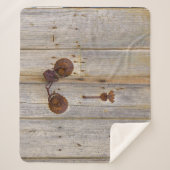 Vintages, altes Bügelschloss an einer Holztür .. Sherpadecke (Vorderseite)