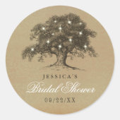 Vintages Altes Eichenbaum-Brautparty Runder Aufkleber (Vorderseite)