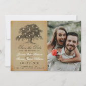 Vintages Altes Eichenbaum-Foto Hochzeit Save The Date (Vorderseite)