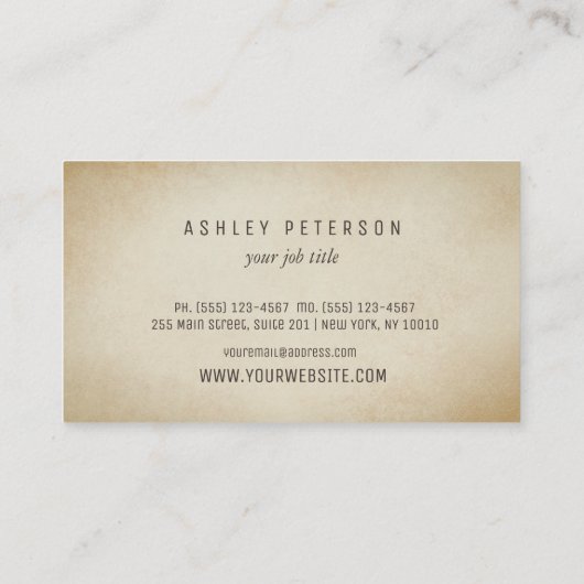 Vintages Altes Eichenbaum Visitenkarte (Rückseite)