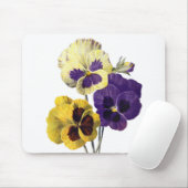 Vintages altes Gemälde lila gelbe Stiefmütterchen  Mousepad (Mit Mouse)