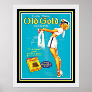 Vintages altes goldfarbenes Zigarettenwerbung Post Poster