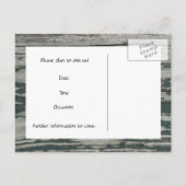 Vintages altes Holz Save the Date Ankündigungspostkarte (Rückseite)