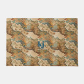 Vintages Altes Kartenmuster | Monogramm Fußmatte (Vorderseite)