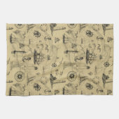 Vintages altes Kartenmuster Seefahrt Geschirrtuch (Horizontal)