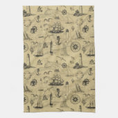 Vintages altes Kartenmuster Seefahrt Geschirrtuch (Vertikal)