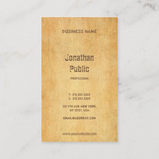 Vintages altes Papier Druckknopf Beruflich Visitenkarte (Rückseite)